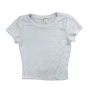Bozzolo Ribbed Short Sleeve Crop Top White Women's Size Small